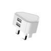 E008-1 Dual USB Port Quick Charger Power Adapter, UK Plug(White)