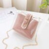 Partially Transparent PVC Cross-Body Bag - Light Pink Shopwice Partially Transparent PVC Cross-Body Bag - Light Pink