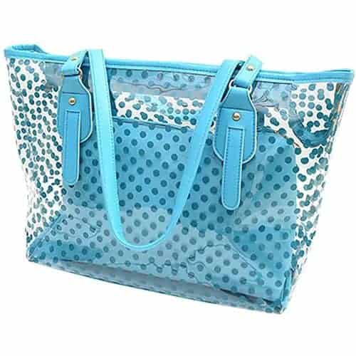Partially Transparent PVC Shoulder Bag - Blue Shopwice Partially Transparent PVC Shoulder Bag - Blue