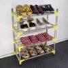 4 Tier Shoe Rack - Silver/Yellow