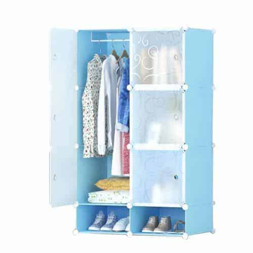 6 Cubes Plastic Wardrobe with Shoe Rack (Colour May Vary) Shopwice 6 Cubes Plastic Wardrobe with Shoe Rack (Colour May Vary)