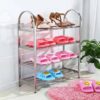 4 Tier Stainless Steel Shoe Rack - Silver Shopwice 4 Tier Stainless Steel Shoe Rack - Silver