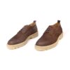 Handmade Casual Derby Shoes with Light Bown Camel Calf Nubuk Suede & Leather, Height Increasing Matte Rubber Sole, Men's Comfort