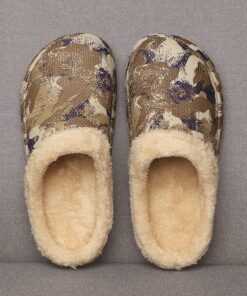 Men's slippers Home Winter Indoor Warm Shoes Thick Bottom Plush Waterproof Leather House slippers man Cotton shoes 2021 New