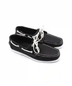 Black On White Cowhide Deck Shoe Shopwice Black On White Cowhide Deck Shoe