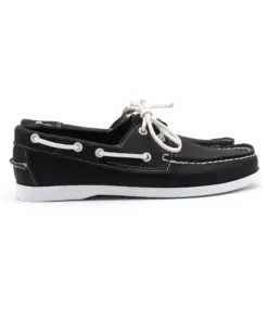 Black On White Cowhide Deck Shoe Shopwice Black On White Cowhide Deck Shoe