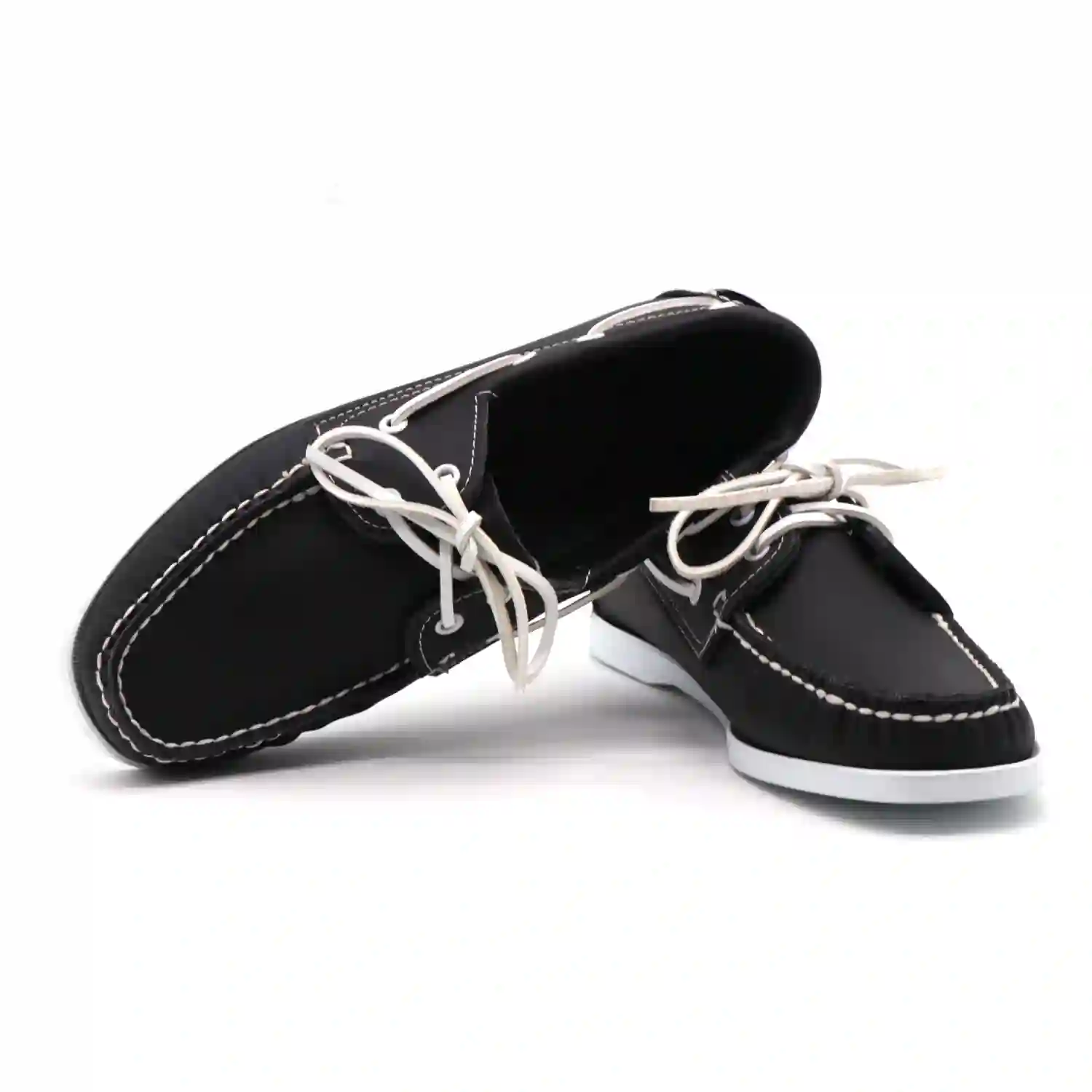 Black On White Cowhide Deck Shoe Shopwice Black On White Cowhide Deck Shoe