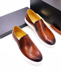 Brexpo Handmade Brown Leather Perforated Slip On Shopwice Brexpo Handmade Brown Leather Perforated Slip On