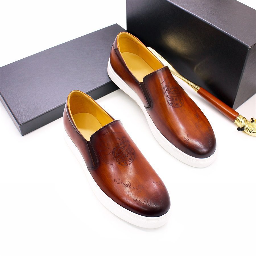 Brexpo Handmade Brown Leather Perforated Slip On Shopwice Brexpo Handmade Brown Leather Perforated Slip On - Image 2