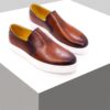 Brexpo Handmade Brown Leather Perforated Slip On