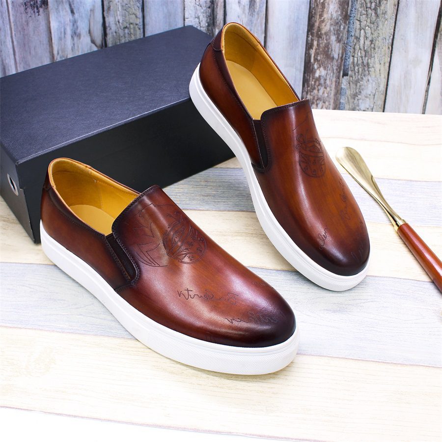 Brexpo Handmade Brown Leather Perforated Slip On Shopwice Brexpo Handmade Brown Leather Perforated Slip On - Image 3