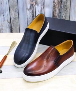 Brexpo Handmade Brown Leather Perforated Slip On Shopwice Brexpo Handmade Brown Leather Perforated Slip On