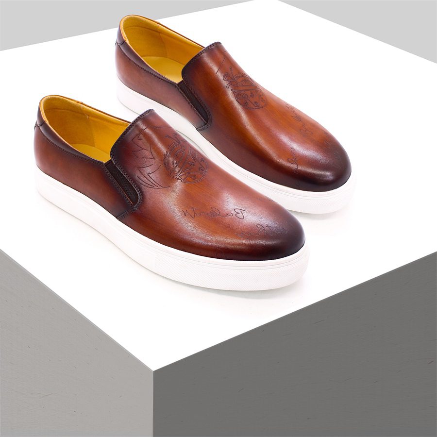 Brexpo Handmade Brown Leather Perforated Slip On Shopwice Brexpo Handmade Brown Leather Perforated Slip On