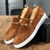 Brown Faux Suede Kiltie Horsebit Loafers CP095 Shopwice Brown Faux Suede Kiltie Horsebit Loafers CP095