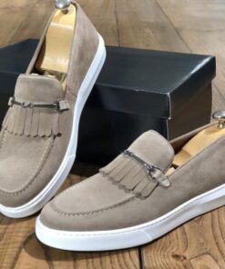 Brown Faux Suede Kiltie Horsebit Loafers CP095