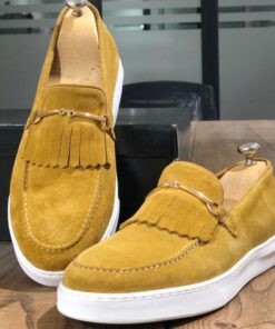 Brown Faux Suede Kiltie Horsebit Loafers CP095
