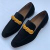 Retro Brown Braided Twist Faux Suede Loafers CP031