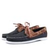 Navy Brown Quarter on Black Leather Boat Shoe Shopwice Navy Brown Quarter on Black Leather Boat Shoe