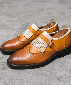 Carved Tassel PU Monk Shoe CP268