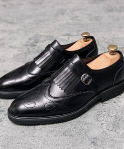 Carved Tassel PU Monk Shoe CP268