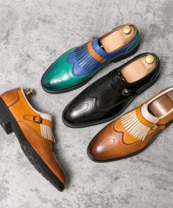 Carved Tassel PU Monk Shoe CP268