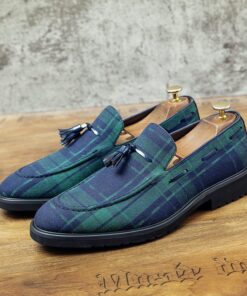 Fringe Retro Plaid Tassel Loafer CP018 Shopwice Fringe Retro Plaid Tassel Loafer CP018