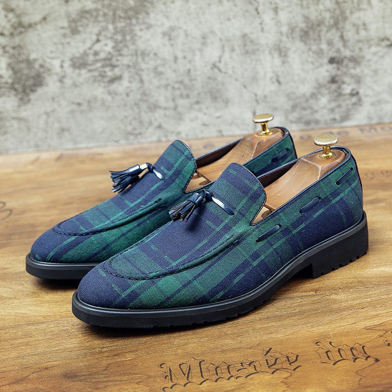 Fringe Retro Plaid Tassel Loafer CP018 Shopwice Fringe Retro Plaid Tassel Loafer CP018