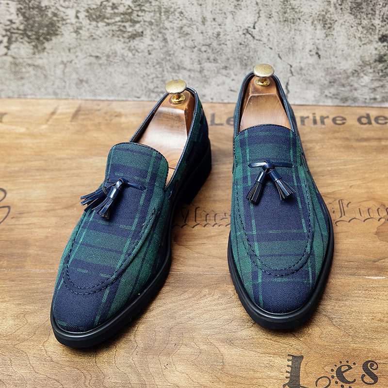 Fringe Retro Plaid Tassel Loafer CP018 Shopwice Fringe Retro Plaid Tassel Loafer CP018