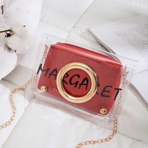 Partially Transparent Pvc Cross Body Bag Red Shopwice Partially Transparent Pvc Cross Body Bag Red