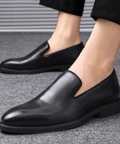 Red Sole Loafers Men Shoes PU Solid Color