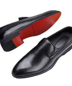 Red Sole Loafers Men Shoes PU Solid Color
