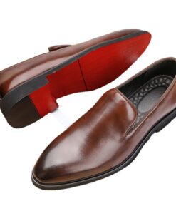 Red Sole Loafers Men Shoes PU Solid Color