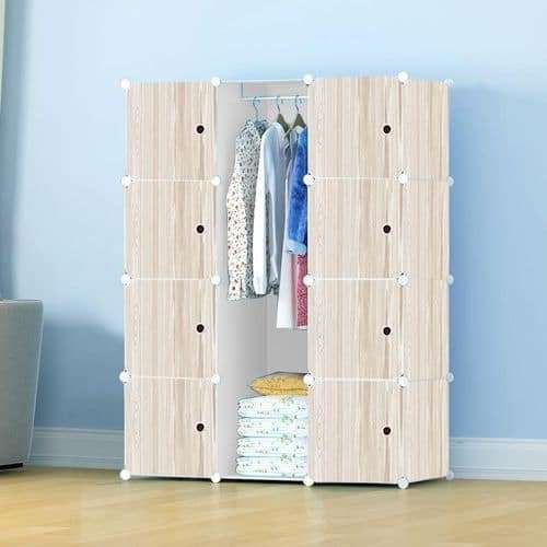12 Cubes Wardrobe 8 Doors - White Wood Shopwice 12 Cubes Wardrobe 8 Doors - White Wood