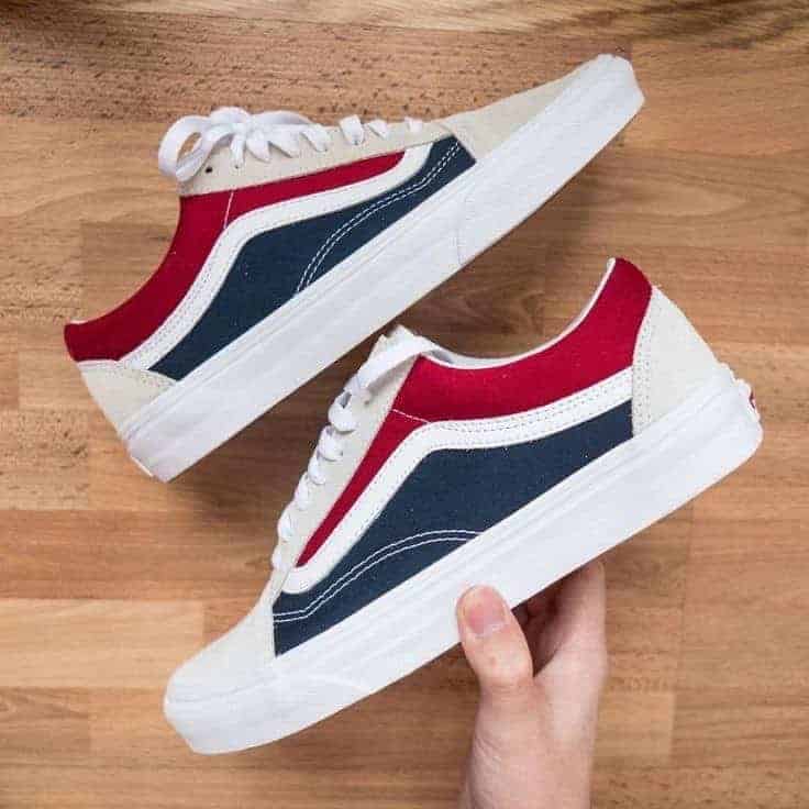 Vans Old Skool White/Gray/Red/Navy-Blue Shopwice Vans Old Skool White/Gray/Red/Navy-Blue