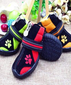 Cute Zipper Black and Red Pet Paw Boots