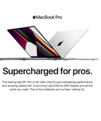 Apple MacBook Pro 16 inch with M1 Pro, 10‑core and CPU 16‑core GPU, 16GB RAM, 1TB SSD