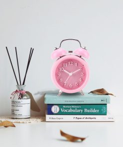 Twin Bell Bedside Alarm clock pink