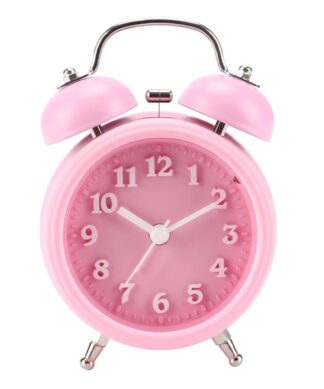 Twin Bell Bedside Alarm Clock pink