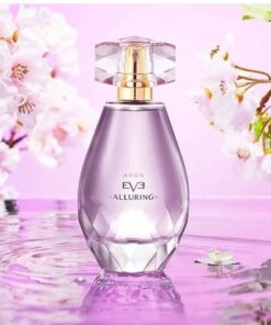 avon eve alluring on a purple floral background