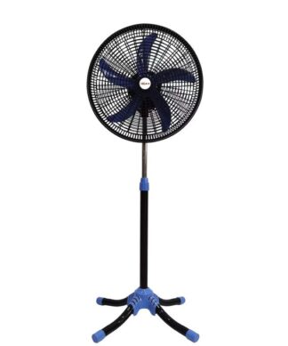 Delron 5 Blades Stand Fan with Cross Base - Blue/Black