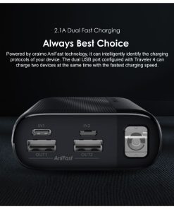 oraimo Traveler 4 20000mAh 2.1A Triple Ports Fast Charging LED Power Bank