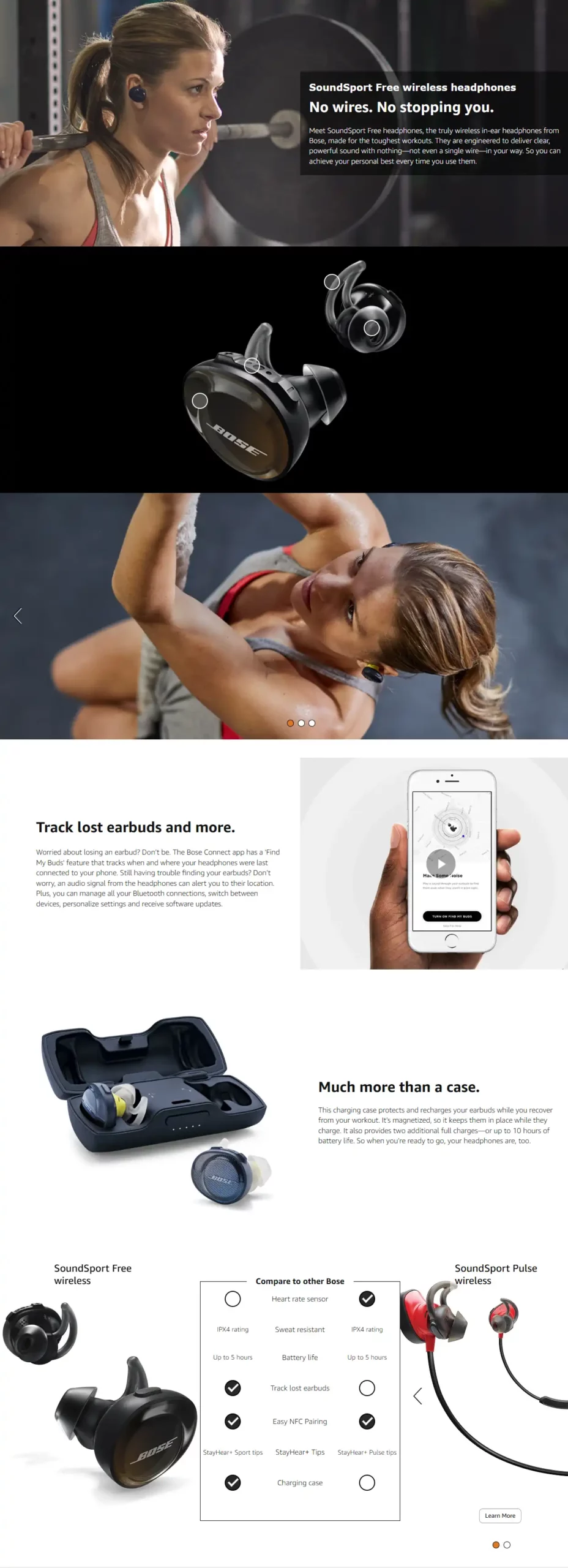 Bose SoundSport Free, True Wireless Earbuds, (Sweatproof Bluetooth Headphones for Workouts and Sports), Black
