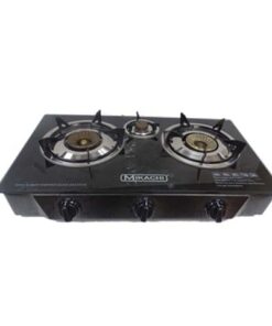 MIKACHI 3 Burner Glass Top Table Top Gas Stove- MIK-026