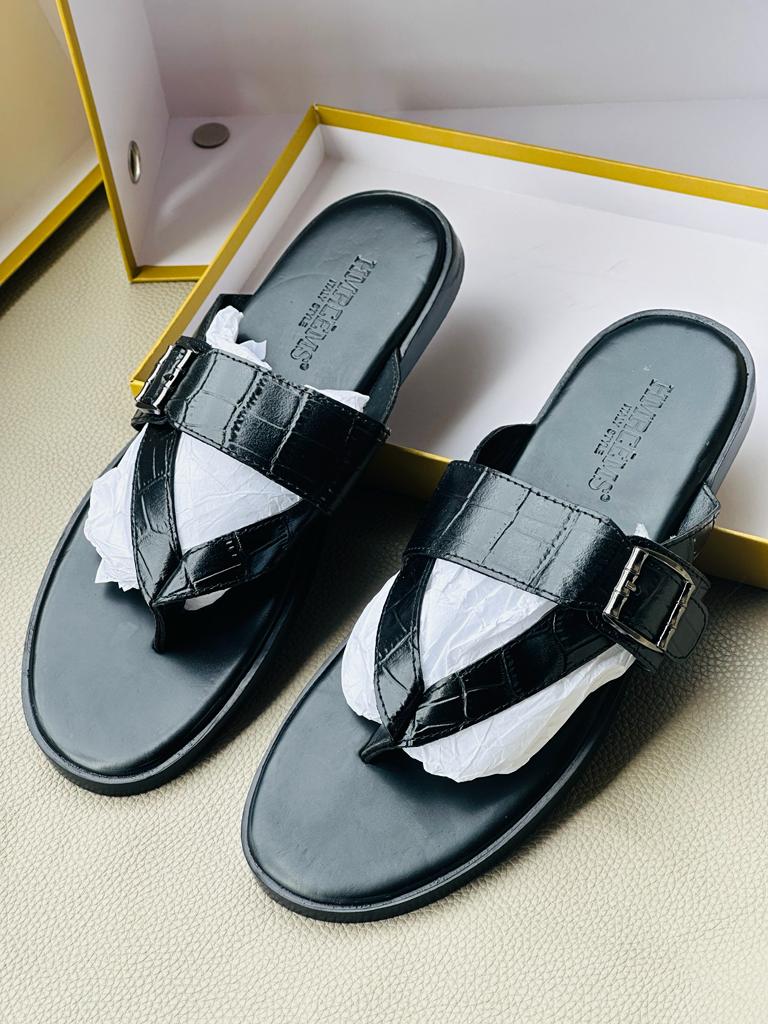 Black Leather Sandals Shopwice Black Leather Slippers