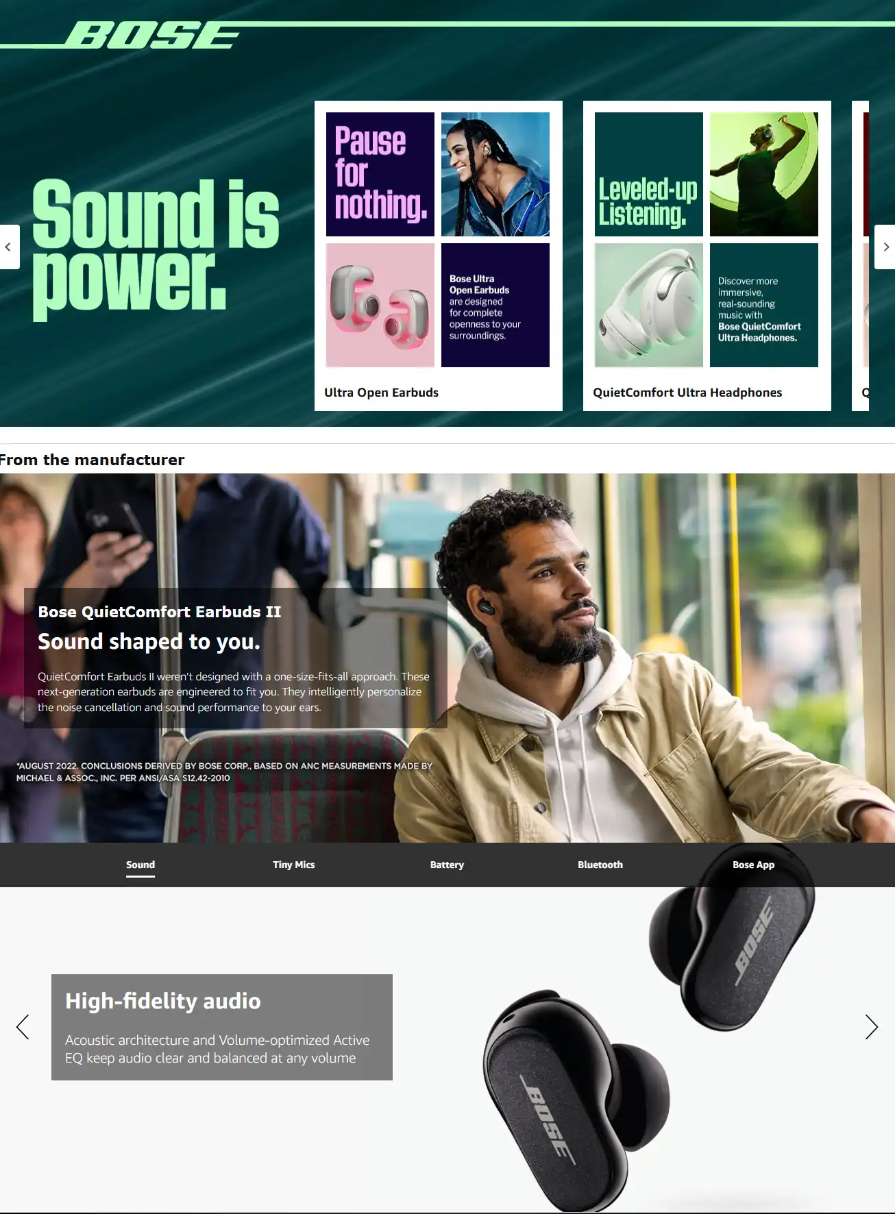 Bose QuietComfort Earbuds II, Wireless, Bluetooth, Proprietary Active Noise Cancelling Technology in-Ear Headphones with Personalized Noise Cancellation & Sound, Triple Black 