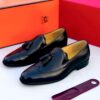 all black leather loafer