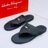 All Black Executive Leather Slides