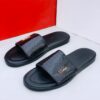 Black Patterned Leather Slides Shopwice Black Patterned Leather Slides