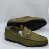 Camou Green Leather Loafer Shoe Shopwice Camou green leather loafer shoe