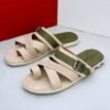 Executive Cream Cross Sandals with Belt Buckle